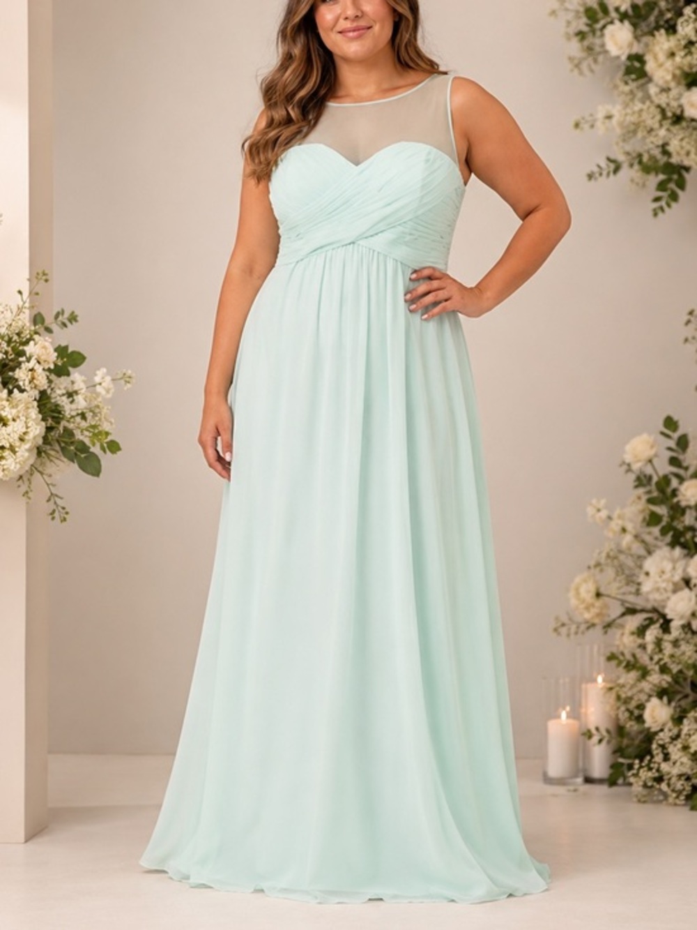 Kleinfeld Morning Mist Bridesmaid Maxi Dress Formal Wedding Gown